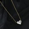 Real Ouro Galvanizado Micro-incrustado Zircon Elegante Clavícula Cadeia Mulheres Coreia do Sul Design de Moda Amor Colar Ins Style Colar