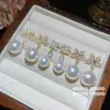 Brincos de Flor Zircônia Banhados a Ouro Real 18K Estrela de Cinco Pontas Brincos da Moda Luxo Leve Brincos de Pérola de Alta Qualidade Atacado