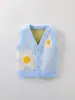 Colete de Tricô para Bebê Estilo Novo Primavera e Outono Meninas Estampa Floral Colete Suéter Cardigan Gola V Colete Infantil Estiloso