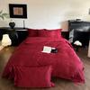 Ropa de Cama de Algodón Festiva Roja para Recién Casados Funda de Edredón de Jacquard de Rosa Romántico Juego de Cuatro Piezas Estilo Chino para Habitación de Boda