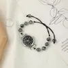 Relógio Pulseira de Contas Estilo Ins Nicho Luxo Acessível para Meninas com Alto Visual, Relógio de Quartzo de Vidro Simples e Versátil para Festa de Estudante