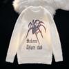 American High Street Spider Knitwear Masculino Inverno Novo Solto Design de Nicho de Alta Qualidade Casal Mink Velvet Knitwear