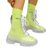 Botas Totalmente Transparentes Novas de 2025 com Solado Grosso de Cristal Cadarço Botas Curtas Moda Exportação Tamanho Grande Sapatos Tendência Transfronteiriços