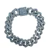 Nueva cadena cubana de alta calidad más vendida del fabricante original, collar y pulsera hip-hop personalizados con cierre de tapa abatible de medio diamante con forma de diamante de 14MM