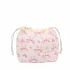 Bolsa de maquiagem acolchoada com cordão doce, grande capacidade, estampa de nuvem floral, cor para pessoa preguiçosa, bolsa de armazenamento para maquiagem e artigos de higiene