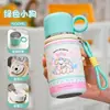 Taza térmica de acero inoxidable 316 con diseño de cachorro de caricatura lindo, con función de doble sorbo, vaso de agua para estudiantes con resorte, portátil y elegante con asa
