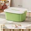Caja de almacenamiento, uso doméstico, forma cuadrada, para bocadillos y juguetes, organizador de escritorio, plástico, con asa y tapa, engrosada, gran capacidad