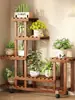Estante de Flores de Madera Maciza Anticorrosión para Balcón Sala de Estar Multicapa de Pie Móvil Maceta para Suculentas Estante de Almacenamiento de Plantas Escalada para Gatos