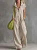 Mono Romper Estilo Nuevo Europeo y Americano Bolsillos Sueltos Comercio Exterior Casual Transfronterizo Ropa de Mujer 2026 Verano Lino