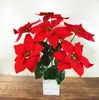 Navidad Flor de Nochebuena Artificial Nueva Transfronteriza Planta Ramo Decoración Flor de Terciopelo Flor Artificial Arreglo Floral Escena Flor Falsa