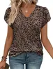 Nueva camiseta casual holgada de manga tres cuartos con cuello en V y estampado, estilo europeo y americano, Amazon Temu AliExpress