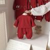 Macacão de Outono e Inverno para Bebê, Macacão Vermelho Festivo Estilo Chinês para Mêsversário e Festa de Primeiro Aniversário do Bebê, Roupa de Ano Novo, Macacão para Engatinhar