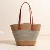 Bolsa de Palha Trançada com Alça de Padrão Temperamental Novo Estilo Simples Grande Capacidade Bolsa de Palha Bolsa Trançada Bolsa de Praia para Férias Bolsa Feminina Versátil
