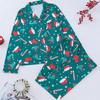 Pijama Feminino Atacado Comércio Exterior Transfronteiriço Para Todas as Estações Natal Estampado Lapela Manga Longa Calças Cardigan Pijama Europeu e Americano