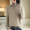 Suéter clássico de gola alta outono e inverno transfronteiriço para mulheres, versátil, simples, casual, pulôver de manga longa, caimento solto, tamanho grande