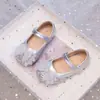 Zapatos de Cuero Suave para Niños, Zapatos Individuales Brillantes de Cristal de Princesa de Moda y Tendencia para Niñas, Zapatos Individuales Antideslizantes para Bebé