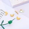 Ventas Directas de Fábrica Chapado de Precisión Acero de Titanio Oro 18K Espaciador de Doble Agujero de Circonita Espaciador de Espiga de Trigo Accesorios para Joyería DIY