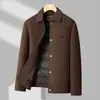 Chaqueta de Invierno 100% Lana para Hombre, Estilo Corto, Abrigo Casual de Cachemira Doble Cara para Hombres de Mediana Edad, Atuendo de Papá