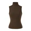 Lyocell Tencel Estilo Desejo Puro Garota Apimentada Regata de Gola Alta com Ombros Estreitos Moda Versátil Europeu e Americano Slim-Fit Roupa de Baixo Camisa Base para Mulheres