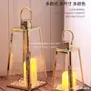 Portavelas de Acero Inoxidable a Prueba de Viento, Linterna de Vidrio Dorada, Lámpara de Vela a Prueba de Viento, Decoración de Lujo para Exteriores, Adorno Plateado