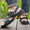 2026 Nuevo Top de Tiras Cruzadas Talla Grande Capa Superior Piel de Vaca Verano Nuevos Zapatos de Playa Ropa Exterior Casual Transpirables Chanclas de Doble Uso