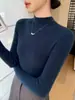 Suéter básico premium sin costuras, cómodo, con cuello semi-alto y mangas largas, top casual versátil para primavera y otoño para mujer