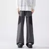 Pantalones de estilo americano rectos simples combinables funcionales para hombre, primavera y otoño, holgados, casuales, de pierna ancha, deportivos, negros
