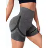 Pantalones de Yoga en Stock Sin Costuras de Cintura Alta Ajustados Glúteos de Durazno Secado Rápido de Alta Intensidad Entrenamiento Fitness Pantalones Cortos Deportivos Sin Costuras para Mujer