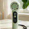 Mini Ventilador de Turbina Portátil com Display Digital, Luz LED, Carregamento USB, Longa Duração da Bateria, Ventilador Portátil para Exterior com Cordão