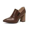 Zapatos romanos de punta retro para mujer, nuevos zapatos de capa única para primavera y otoño, tacones altos gruesos, tallas grandes 40-50, zapatos de comercio exterior
