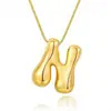Collar con colgante de 26 letras del alfabeto inglés, chapado en cobre transfronterizo, oro real de 18k, liso, de burbuja de globo, gordito, lindo, versión Q
