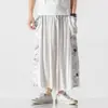 Pantalones Casuales de Algodón y Lino para Hombre Estilo Chino Nuevo Verano 2023 Talla Grande Pantalones de Pierna Ancha Estampados de Moda para Hombre