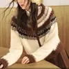 """Pensamientos en el Desierto" Estilo Escandinavo Retro Fair Isle Estilo Literario Suéter Retro Cárdigan de Alpaca"""