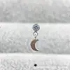 Pingente de Lua em Liga de Titânio F136 com Zircônia Embutida Rosca Interna de Titânio G23 Cabeça de Joia para Piercing de Lábio com Zircônia