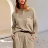 Suéter Pulôver Gola Alta Meia Manga com Bolsos Amazon Outono e Inverno para Mulheres, Estilo Europeu e Americano, Chic Despojado, Top de Tricô Transfronteiriço