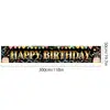 Novos adereços de decoração de aniversário transfronteiriços: Bandeiras decorativas de poliéster 100D, tecido para fundo de aniversário, faixas e dísticos personalizados