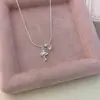 Colar Pingente Gatinho Fofo e Doce com Coração de Zircônia Rosa, com Design de Estrela Elegante para Mulheres, Corrente de Clavícula Fashion e de Alta Qualidade