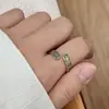 Nuevo Anillo Tejido con Patrón de Hierba Tang Dorado Antiguo en Relieve Estilo Chino para Mujer, Anillo Abierto Minimalista Retro para Dedo Índice de Moda con Personalidad
