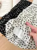 Falda elástica de cintura alta con estampado floral, efecto adelgazante, dobladillo con volantes, falda corta anti-exposición, falda de capas para mujeres petite
