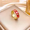 Anillo Retro Flor Esmalte Anillo Nicho Gama Alta Lujo Ligero Elegante Moda Versátil Anillo para Mujeres Que No Se Desvanece