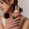 Anillo de esmalte verde BV para mujer, estilo blogger, personalidad, diseño de nicho, sensación avanzada, nuevo estilo, anillo de dedo ligero y lujoso.