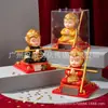 Mini 2 pulgadas Versión Q Sun Wukong Mono que Asiente Automáticamente Alimentado por Energía Solar Rey Mono Adorno de Escritorio que Trae Fortuna Decoración del Hogar