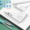Set de 8 piezas de compás y regla para el regreso a clases, set de papelería de aprendizaje para estudiantes, herramientas de enseñanza para dibujar círculos, líneas rectas, triángulos y medir ángulos