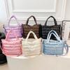 Ropa de Algodón Bolso de Mujer Otoño e Invierno 2023 Nuevo Bordado Algodón Espacial Bolso de Hombro de Moda Bolso Cruzado Brillante para Mujer