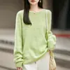 Otoño e invierno 2026 nuevo estilo suéter de punto de lana polar cosido para mujer cuello redondo suéter holgado ropa de mujer top de manga larga