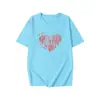 Camiseta 100% Algodão Plus Size para Mulheres, Estilo Novo de Manga Curta para o Verão, Design de Coração Rosa, Comprimento Médio, Caimento Solto, Estilo Europeu Camiseta 100kg