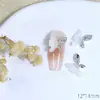 Nueva manicura de mariposa de cristal líquido hecha a mano con diamantes, alas de cristal japonés en relieve, ojo de caballo, joyería brillante para uñas.
