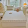 Falda de cama con estampado de encaje 100% algodón Falda de cama de algodón de Xinjiang Cubierta Protector de colchón denso fino y denso Agradable para la piel Cómodo