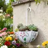 Cesta de flores de pared con forma de paraguas de estilo europeo, maceta decorativa de hierro forjado, cesta de flores colgante de metal, decoración de pared