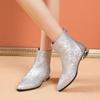 Botas de Mujer Retro Estilo Chino Étnico Piel Suave Modelo Nuevo 2026 con Diseño de Estampado Estilo Nacional y Tacón Grueso Botines de Moda para Mujer
